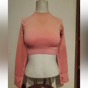 NWOT Gymshark Peach & Coral Vital Ombre Seamless Long Sleeve Crop Top Womens XS